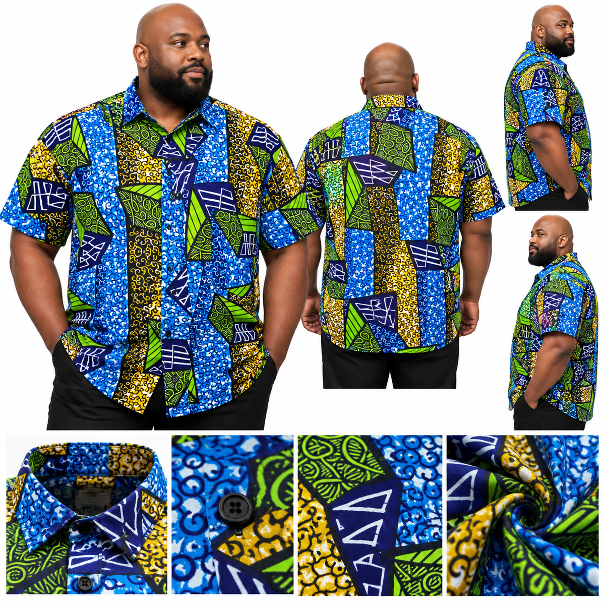 The Royal Mosaic – Men's African Print Shirt- 2XL