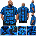 Blue Flame Bloom – African Print Shirt- 2XL