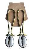 Brass Cowrie Shell Earrings - Hairpin