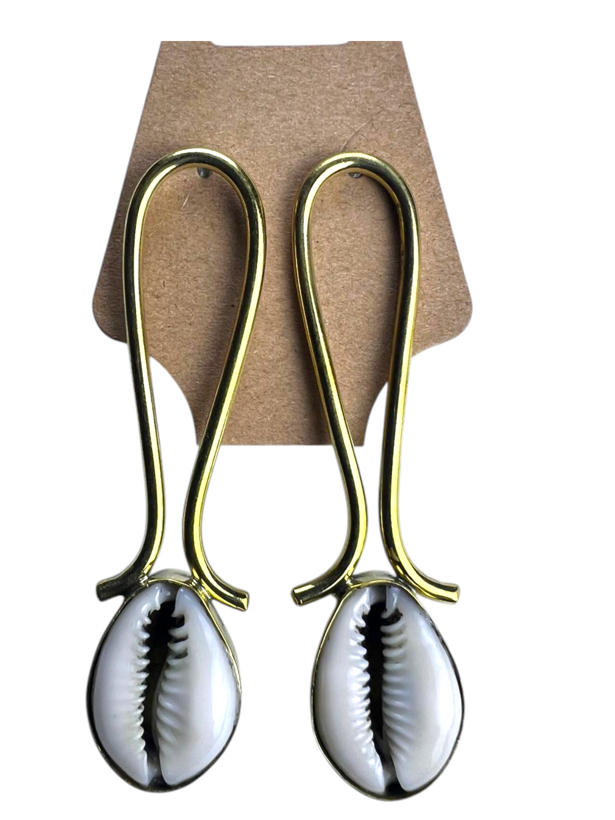Brass Cowrie Shell Earrings - Hairpin