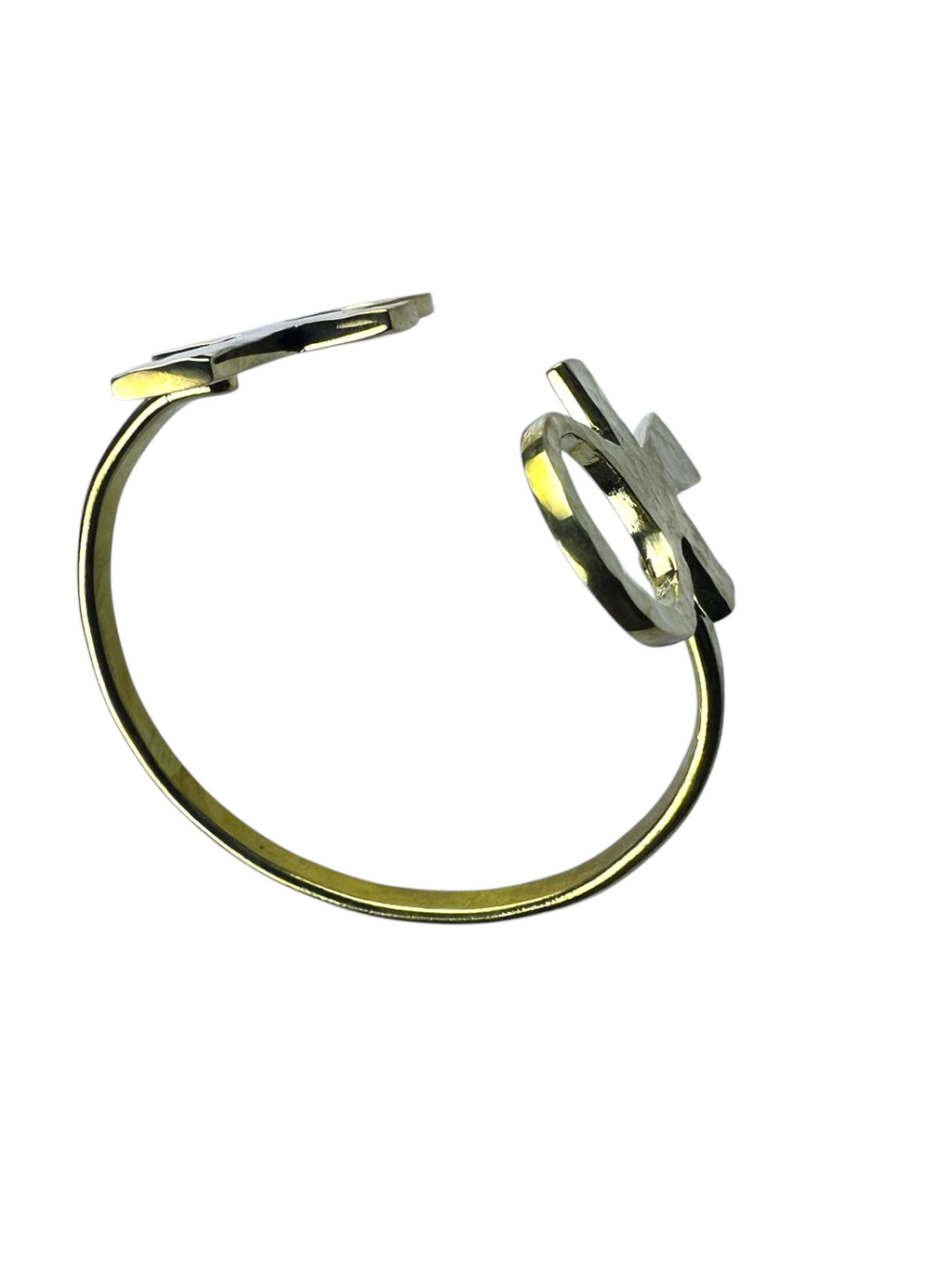 Double Ankh Brass Cuff Bracelet