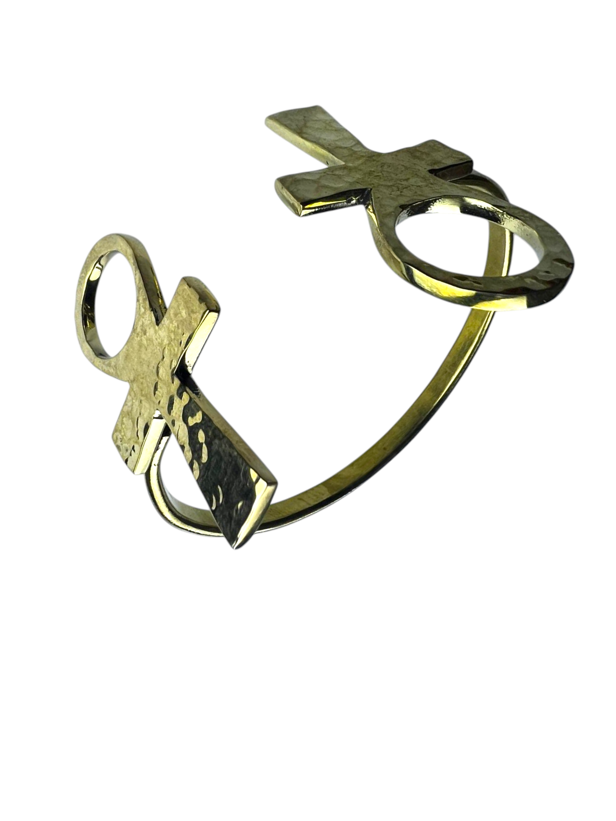 Double Ankh Brass Cuff Bracelet