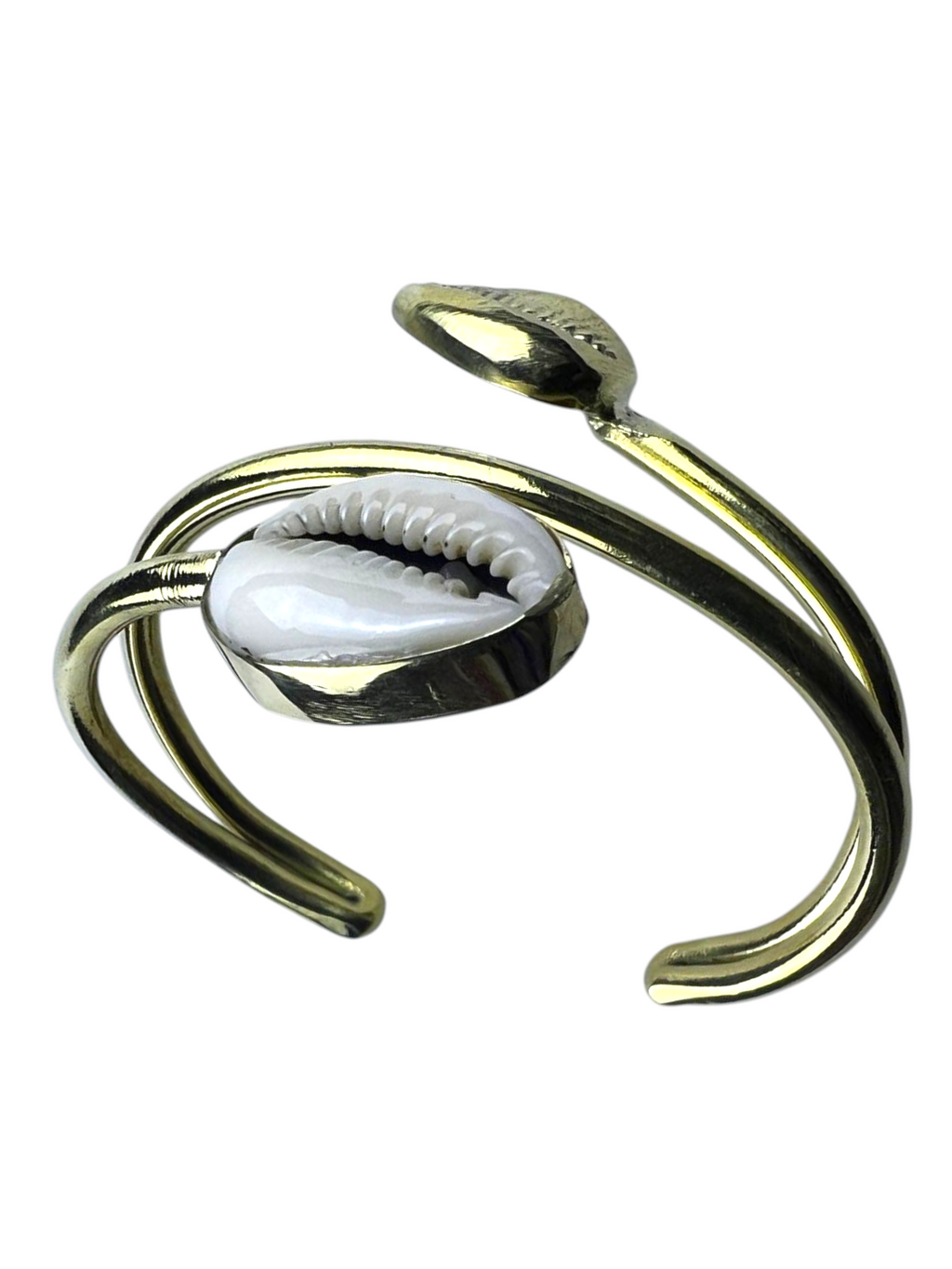 Double Cowry Shell Wrap Cuff Bracelet