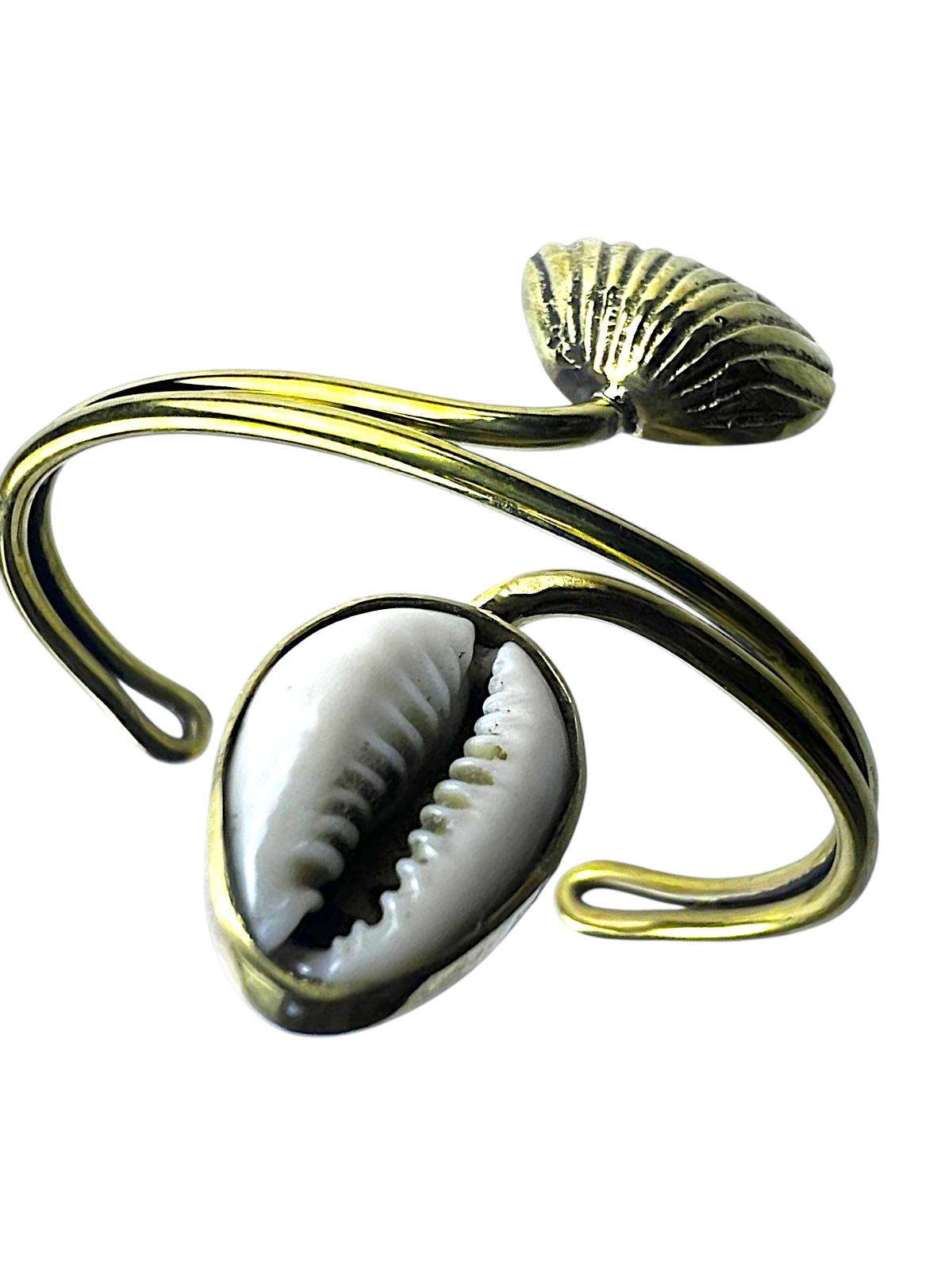 Brass Cuff with Real & Solid Cowry Shells