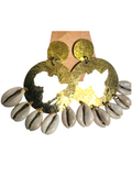 Brass Cowrie Shell Earrings -Cut-out Africa Map
