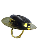 Brass Ring with Brown Cowry Shell
