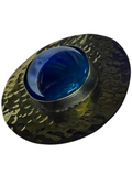 Brass Ring with Round Blue Cabochon Stone