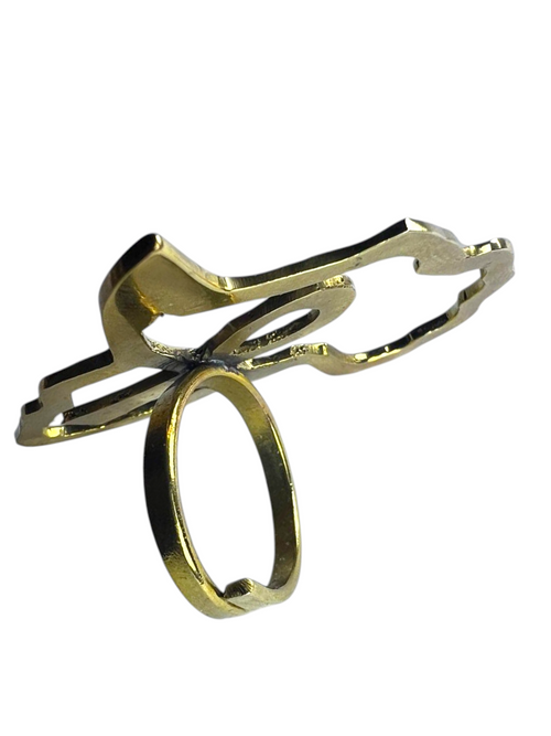 Brass Ankh & Africa Ring