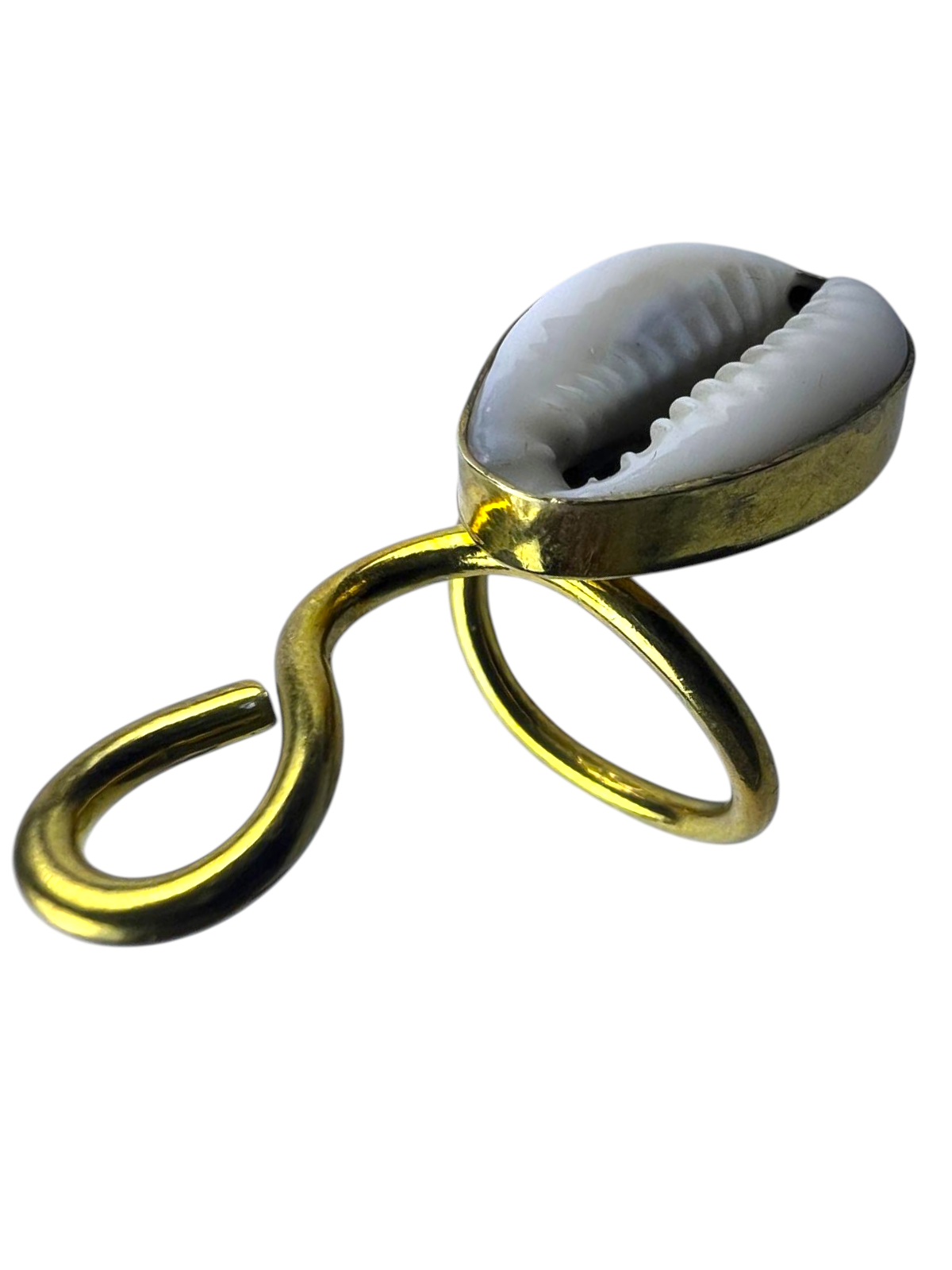 Simple Brass Cowry Shell Ring