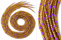 Waist Beads / African Belly Chains | 3mm-Golden Glow & Purple Elegance