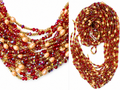 Waist Beads / African Belly Chains | Red Crystal-Pearl_Royal Ruby & Gold