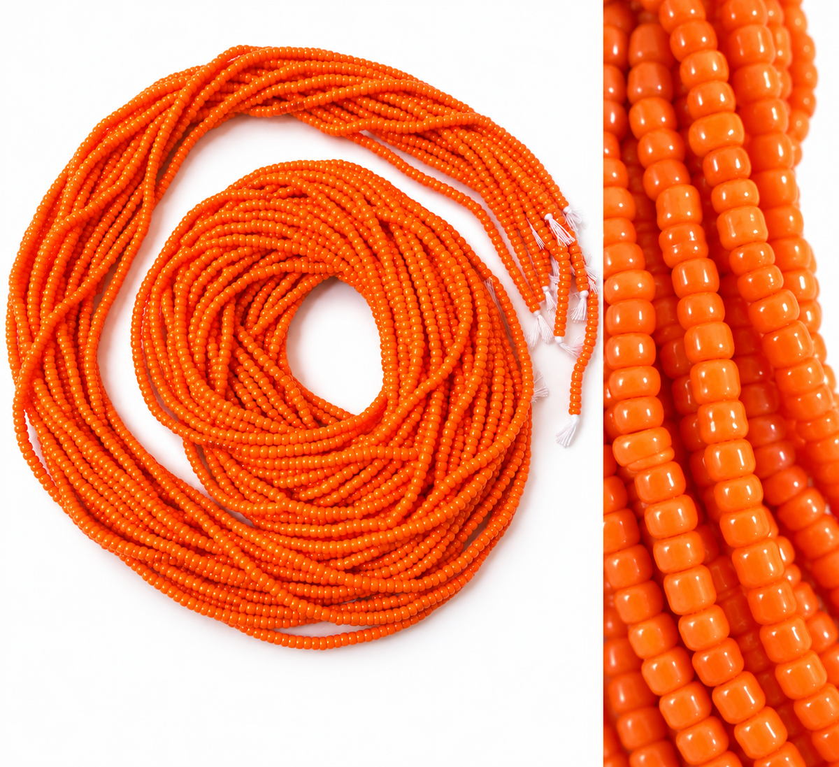 Waist Beads / African Belly Chains | Vibrant Orange-3mm