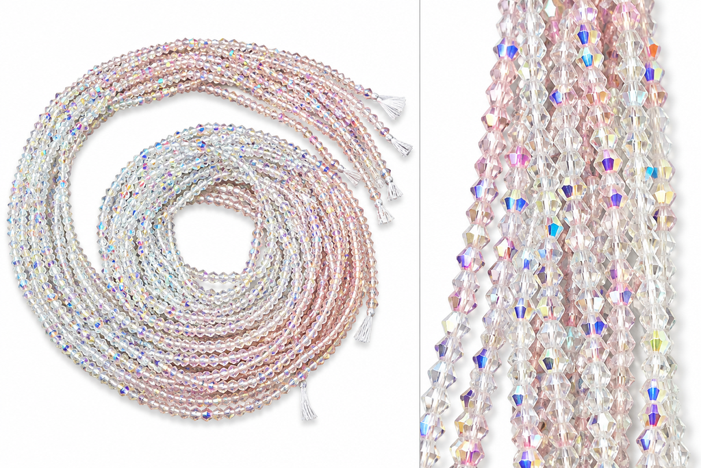Waist Beads | African Belly Chains | Crystal Blush Luxe(6mm)