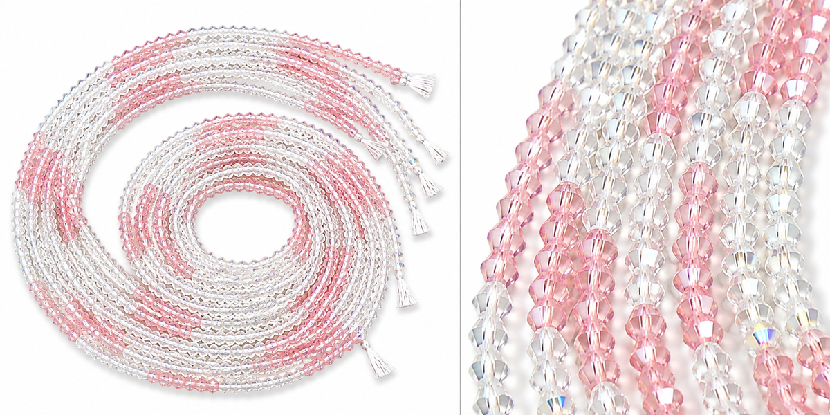 Waist Beads | African Belly Chains | Crystal Blush Luxe(6mm)