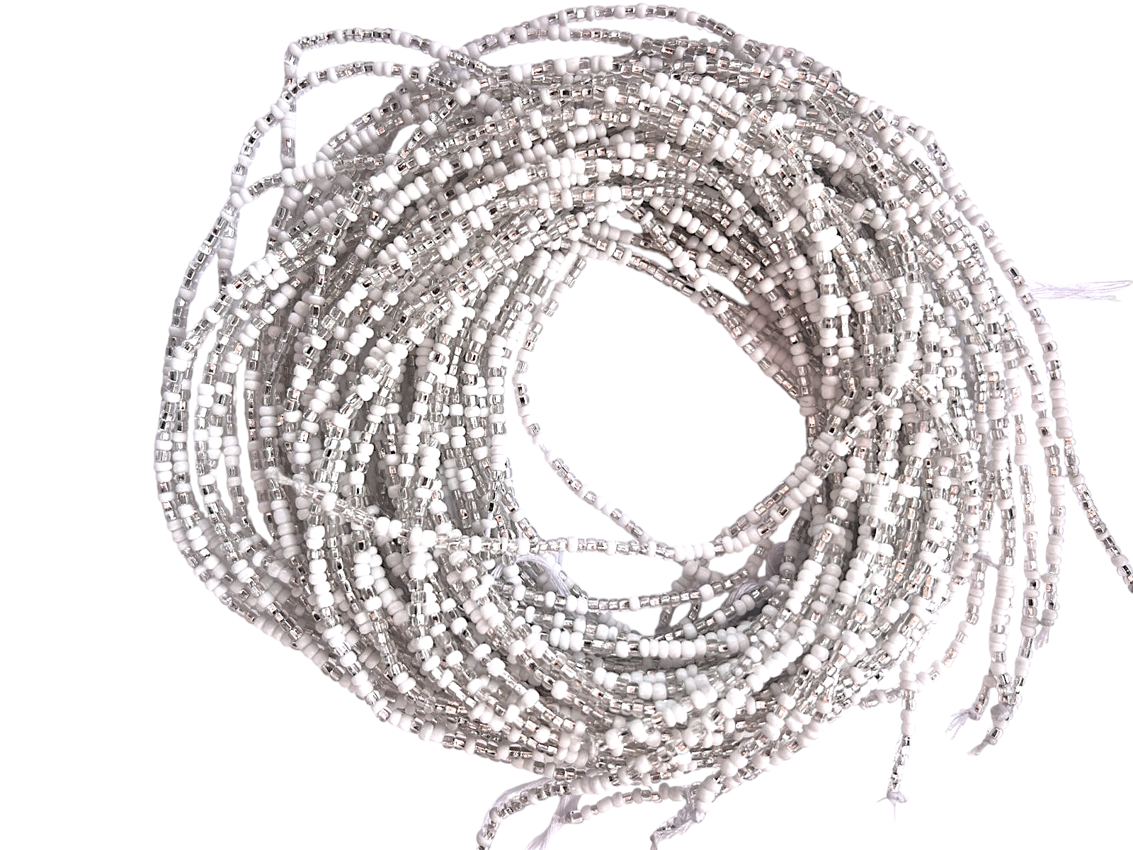 Waist Beads / African Belly Chain | PowderWhite_Clear_3mm