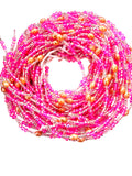 Waist Beads / African Belly Chain  |  Crystal-Pink_Gold-Pearls8mm