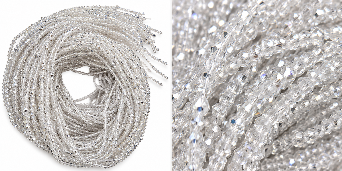 Waist Beads | African Belly Chains |  Crystal Elegance — Clear Crystal  (6mm)