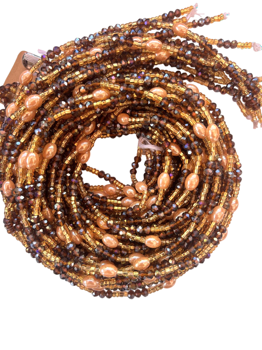 Waist Beads / African Belly Chains | Brown_Crystal_Gold_Goldenstones