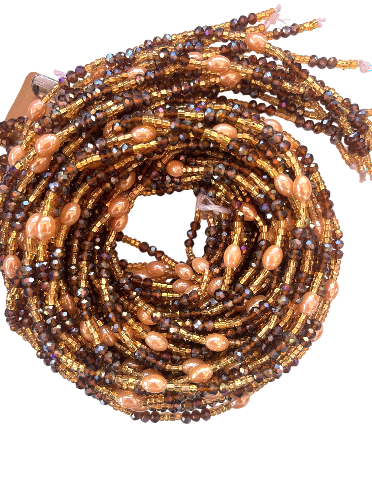 Waist Beads / African Belly Chains | Brown_Crystal_Gold_Goldenstones