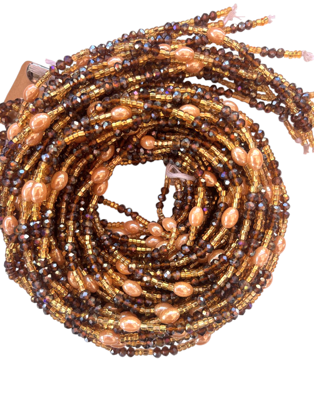 Waist Beads / African Belly Chains | Brown_Crystal_Gold_Goldenstones