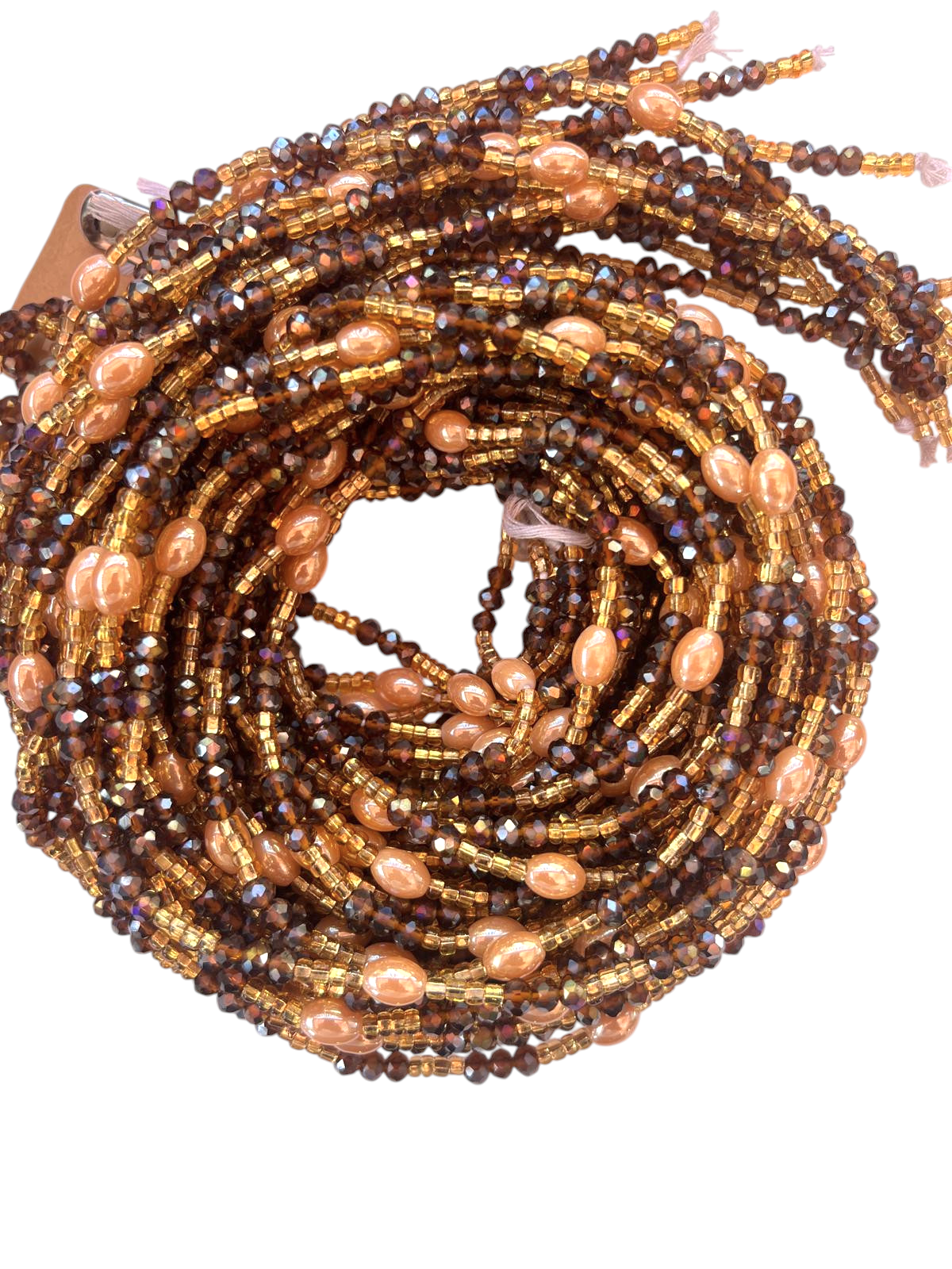 Waist Beads / African Belly Chains | Brown_Crystal_Gold_Goldenstones