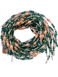 Waist Beads / African Belly Chains | Crystal Clear_Green-Goldenstones-6mm