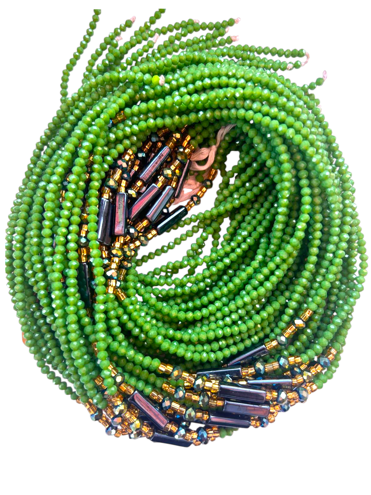 Waist Beads / African Belly Chains | Crystal_Lime_Green_Purple_rondelle