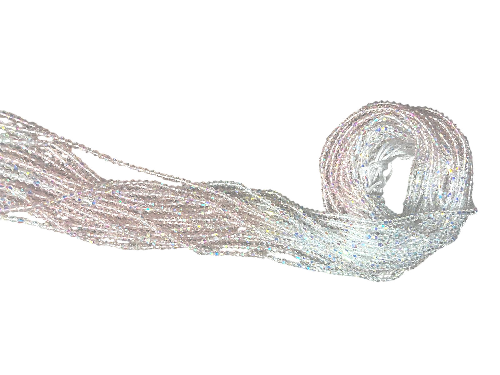 Waist Beads / African Belly Chains | Crystal_clear_VeryFaint_Pink_6mm