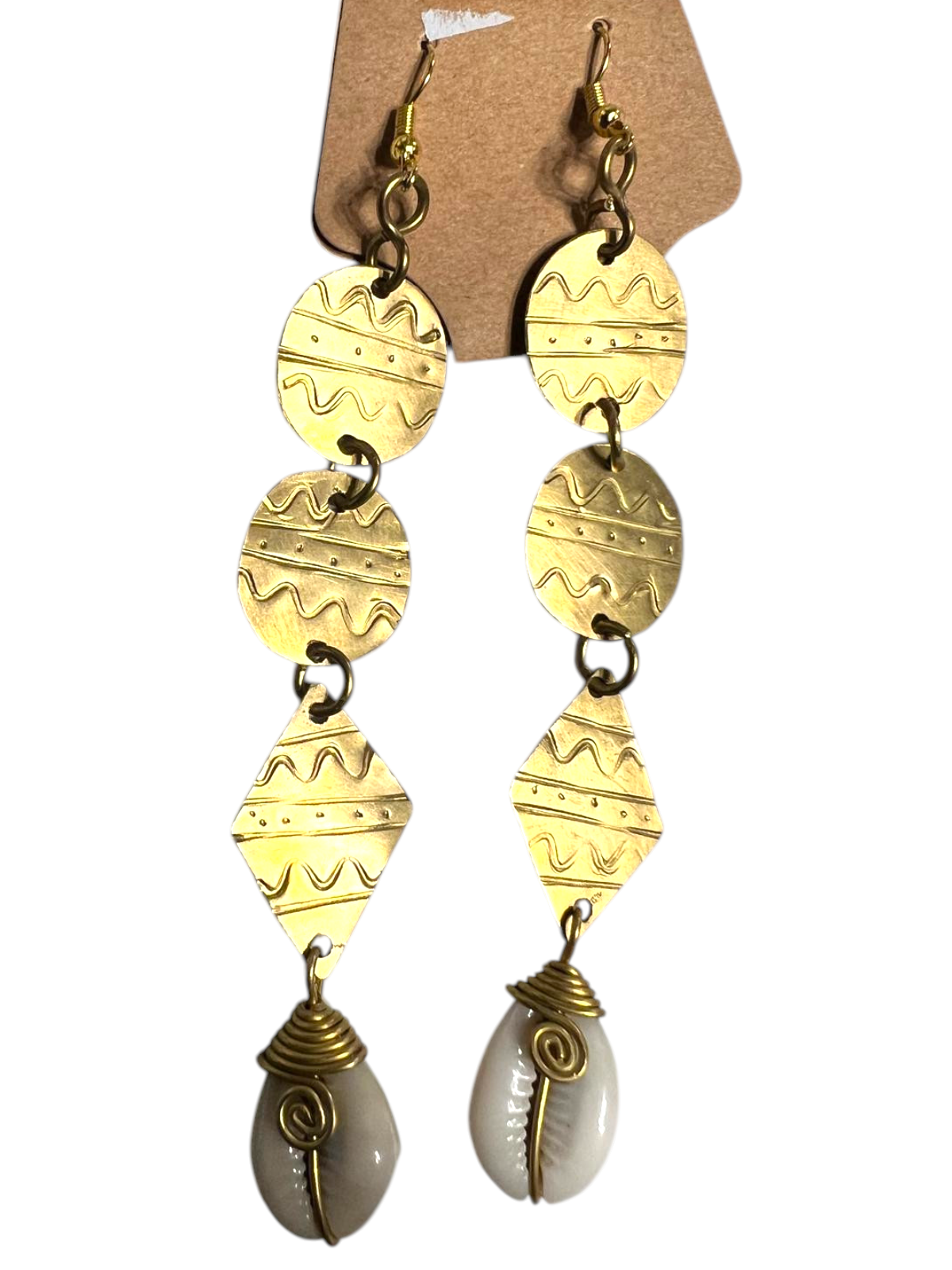 Daisy Chain Brass Cowry Shell Earring