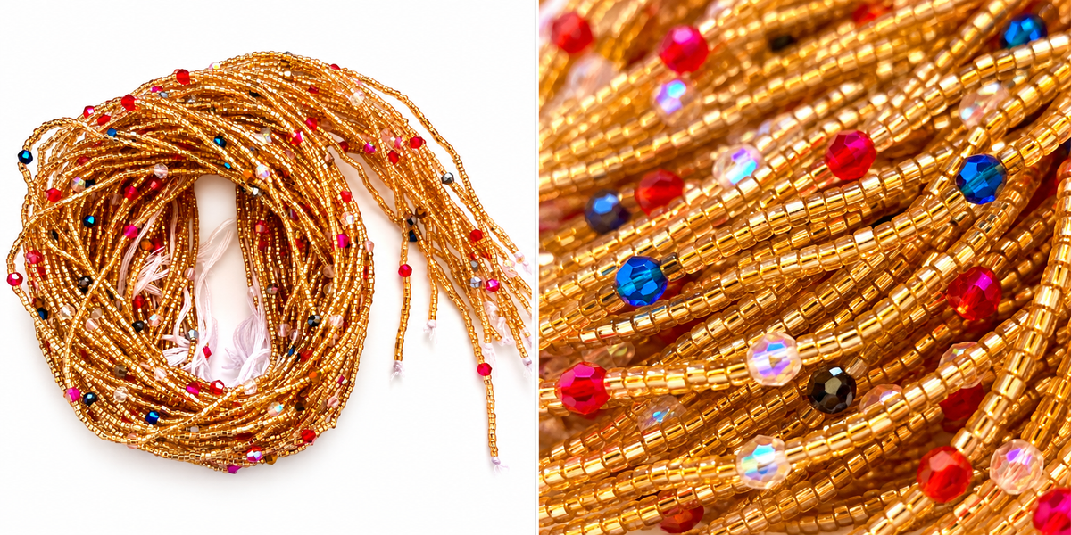 Waist Beads | African Belly Chains |  Golden Confetti(2mm)