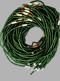 Waist-Beads / African Belly Chain -Mamba Green- 4mm-Golden-Rondel ( Traditional- Non Stretchy String)