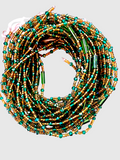 Waist Beads / African Belly Chain |  Green_Gold_6mm