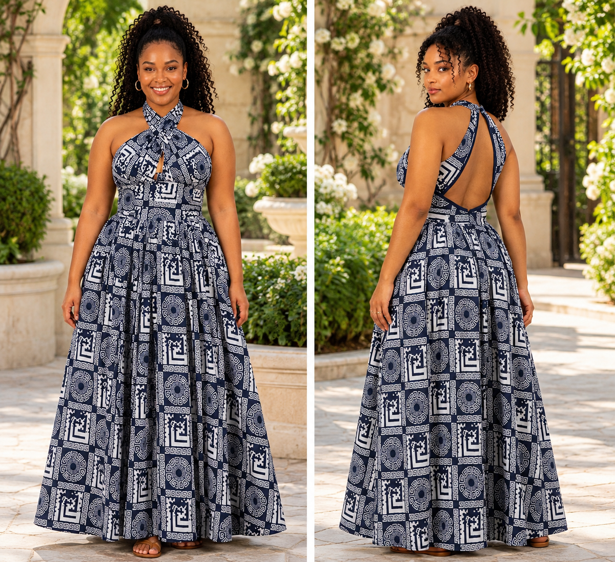 Midnight Mosaic Infinity Maxi Dress-Free Size