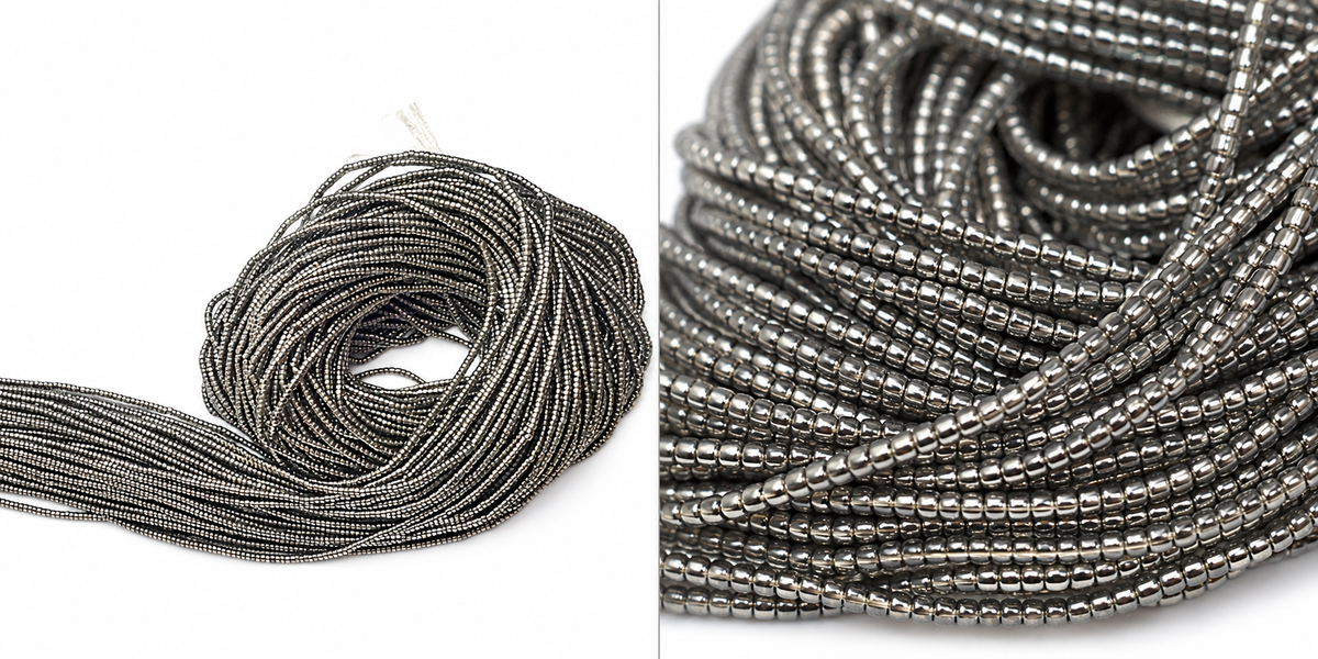 Waist Beads | African Belly Chain | Silver Eclipse — Metallic (2mm)