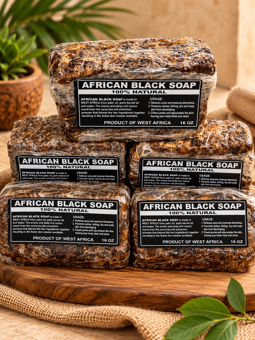 Authentic African Black Soap – 16 oz