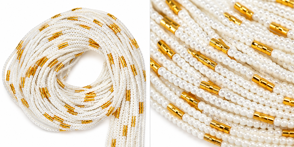 Waist Beads / African Belly Chains |  Ivory Gold Elegance  (3mm)