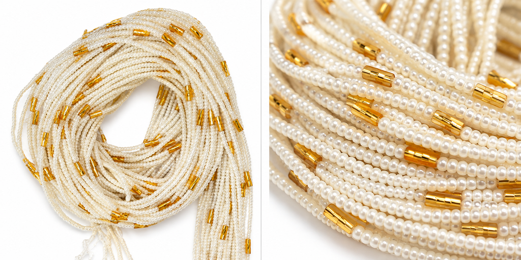 Waist Beads / African Belly Chains |  Ivory Gold Elegance  (3mm)