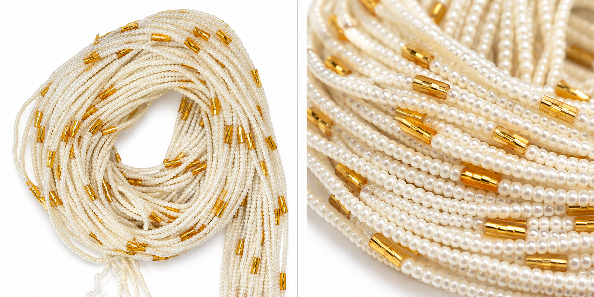 Waist Beads / African Belly Chains |  Ivory Gold Elegance  (3mm)