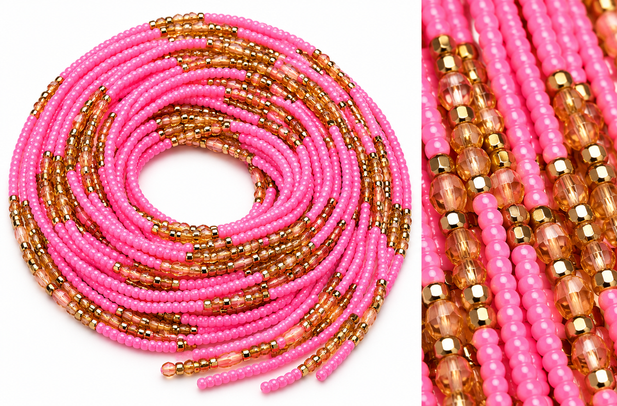 Waist Beads / African Belly Chains |Pink Champagne Glow(3mm)