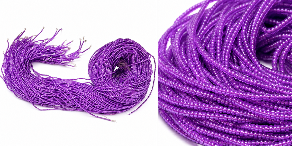 Waist Beads |African Belly Chain | Purple Reign — Luxe Purple (2mm)