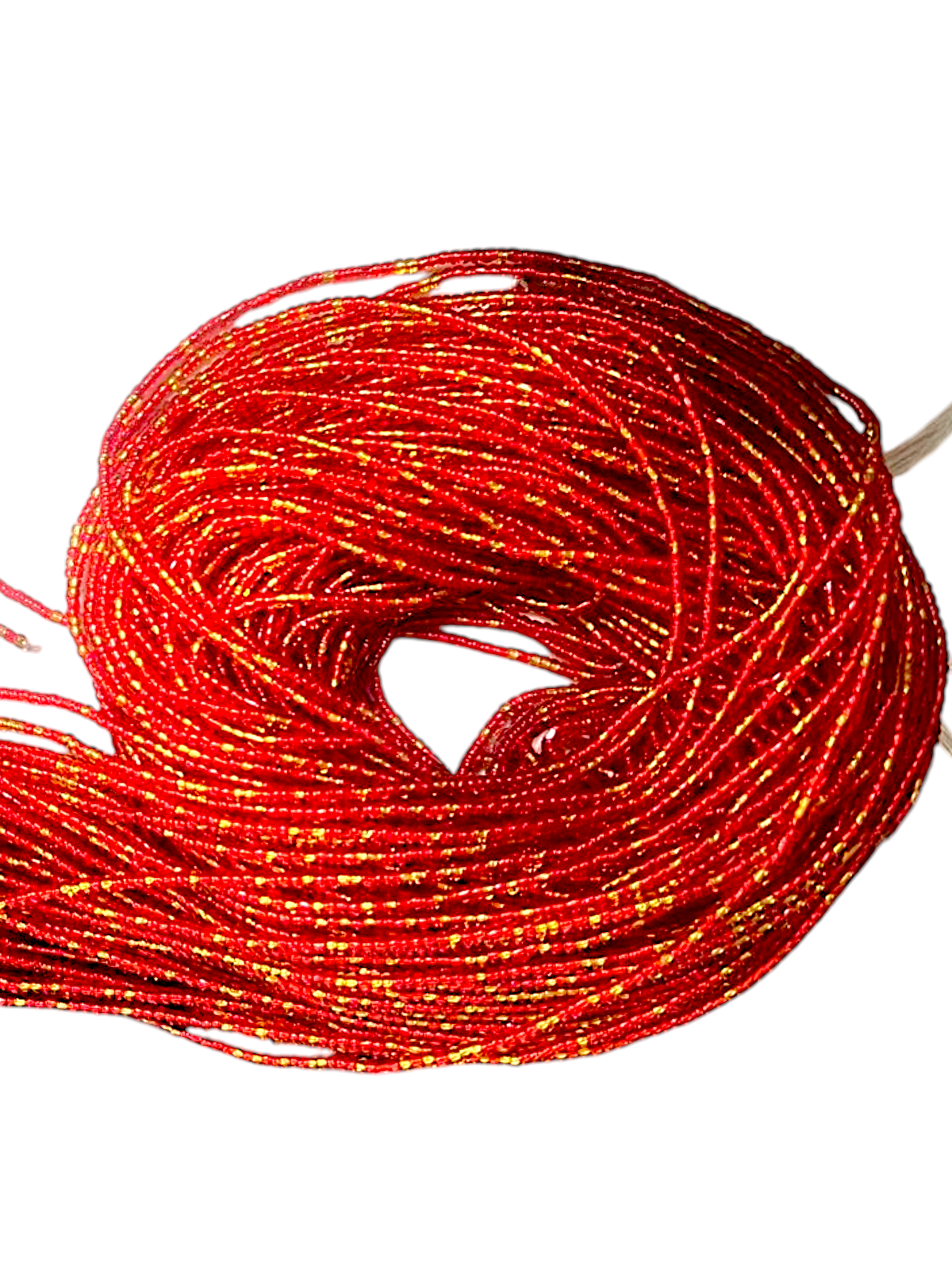Waist Beads / African belly Chain | Red_Gold_PowerofLove-2mm