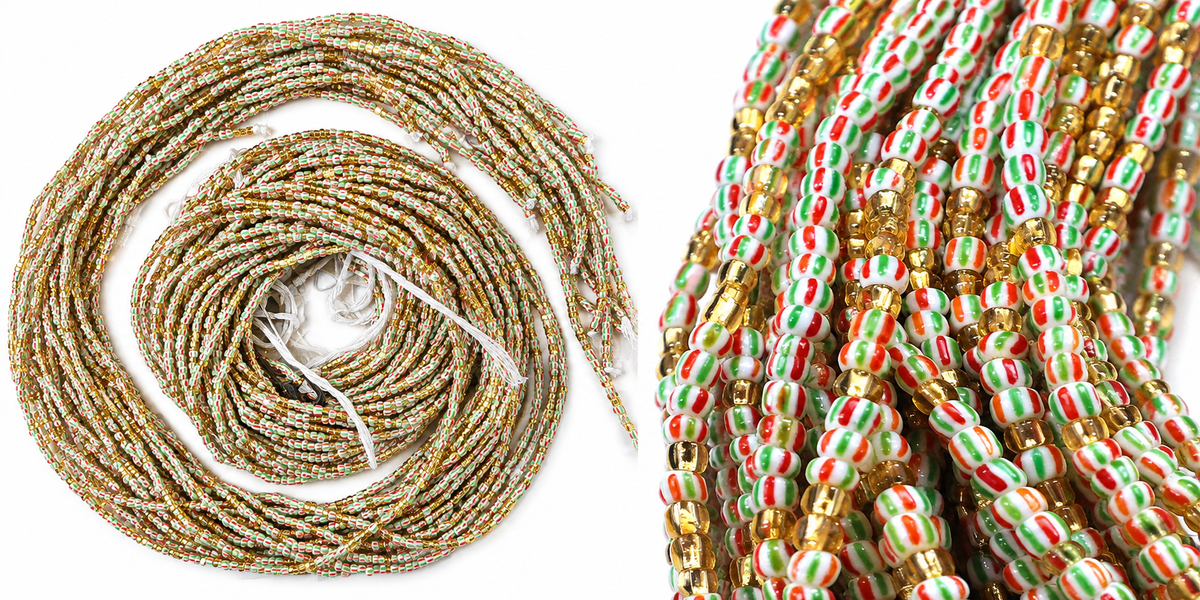 Waist Beads / African Belly Chains | Emerald Ruby Luxe (3mm)