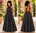 The Infinity Muse – Black & White Convertible Maxi Dress-Free Size