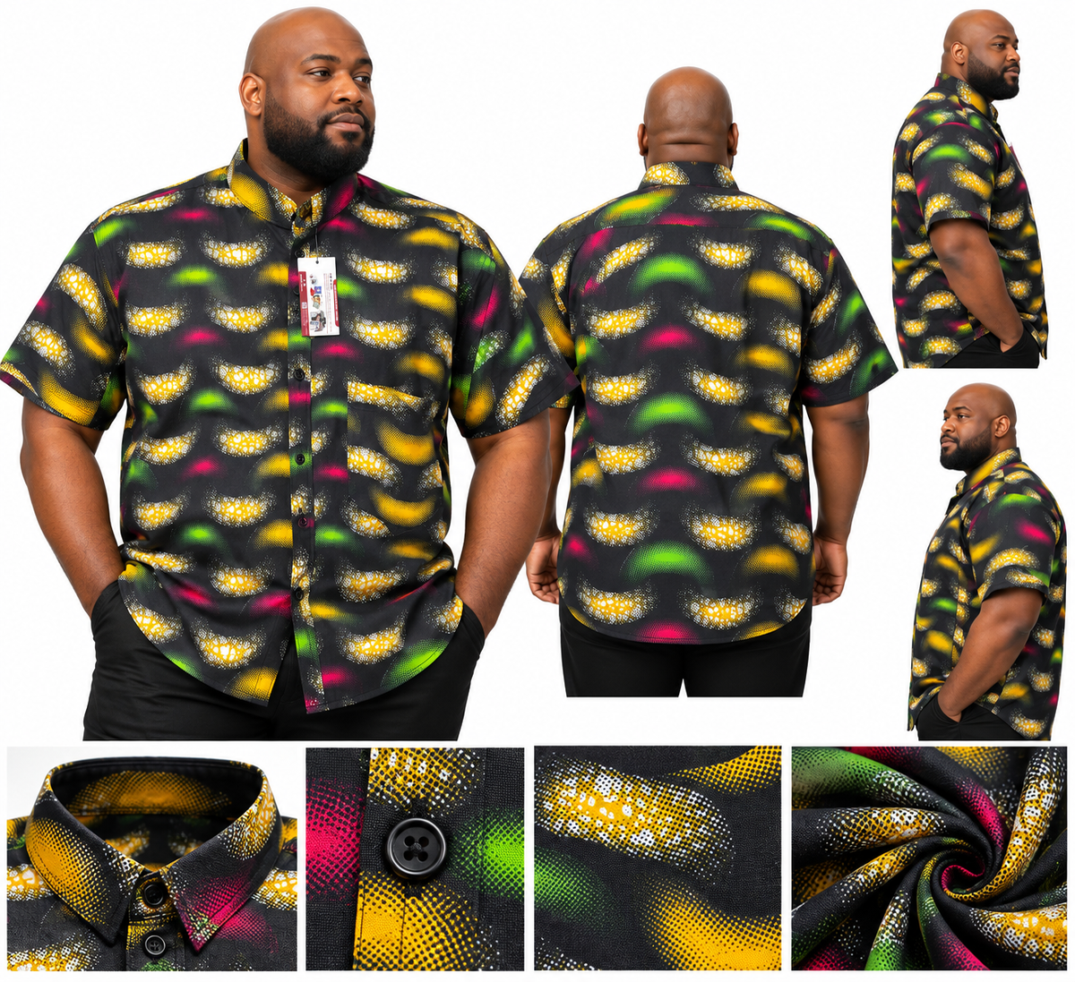 Vibrant Pulse – Men's African Print Shirt- 2XL