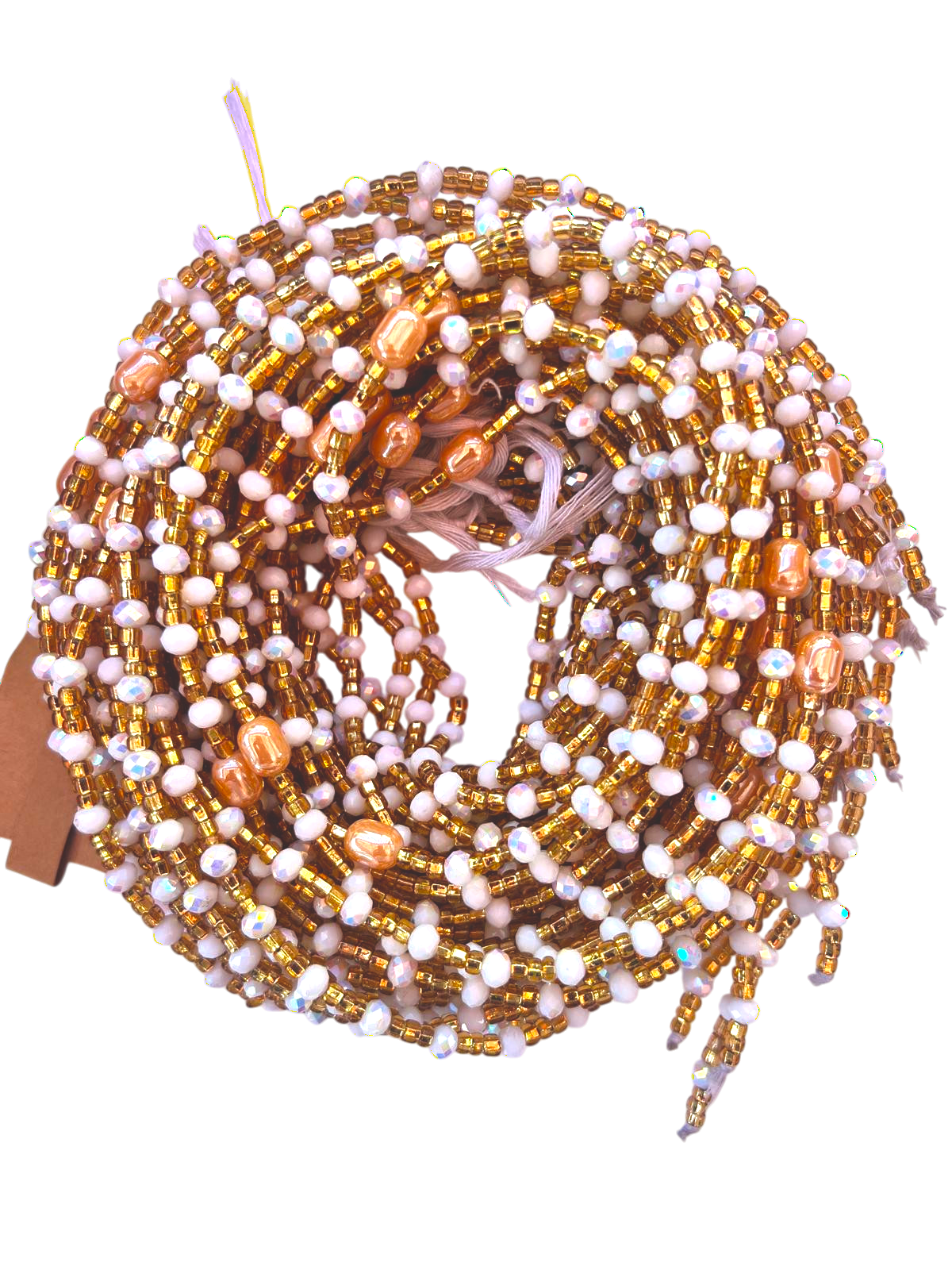 Waist Beads / African Belly Chains | White_Gold_Salad-6mm