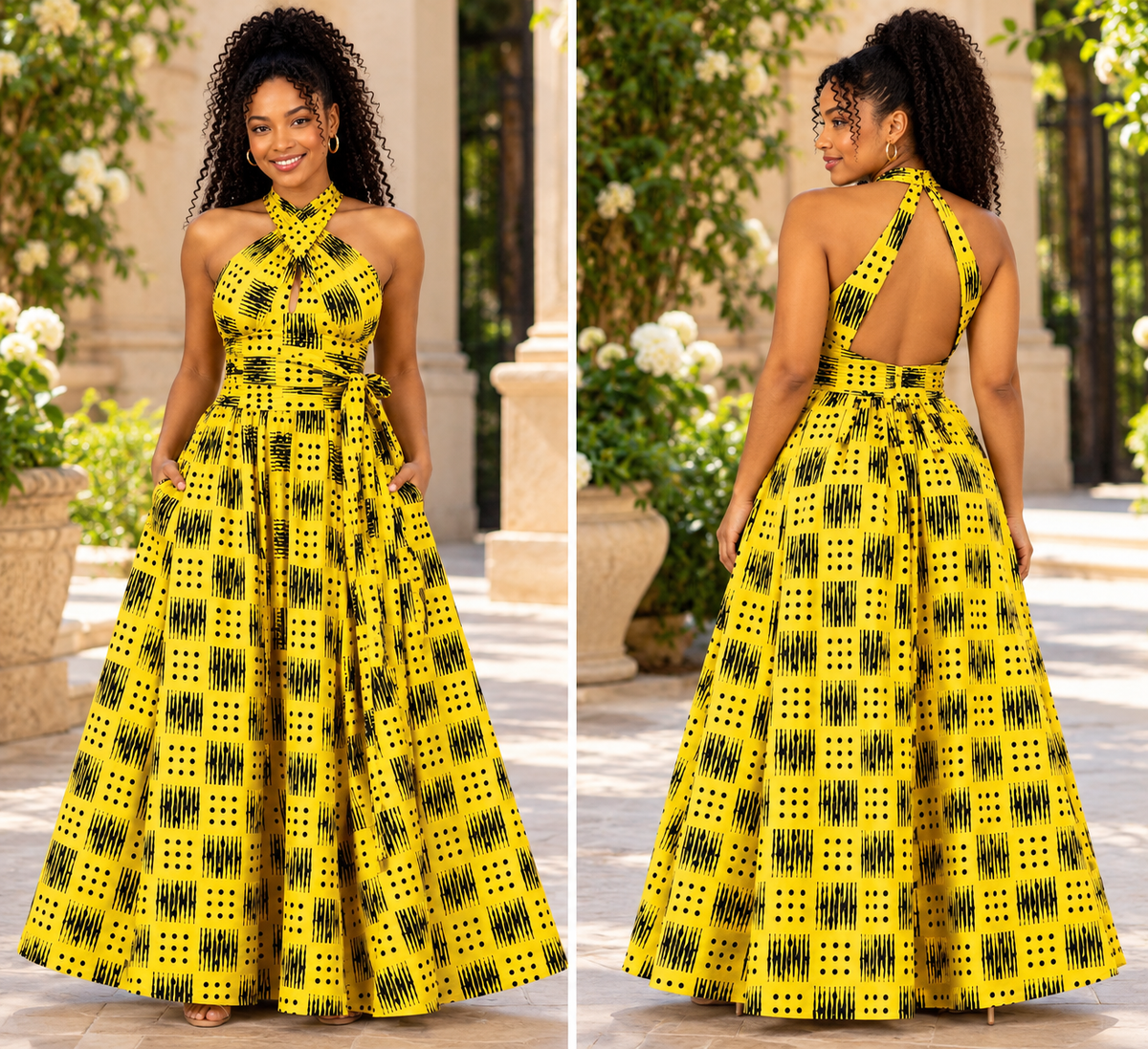Sunshine Muse – African Print Infinity Maxi Dress - Free Size