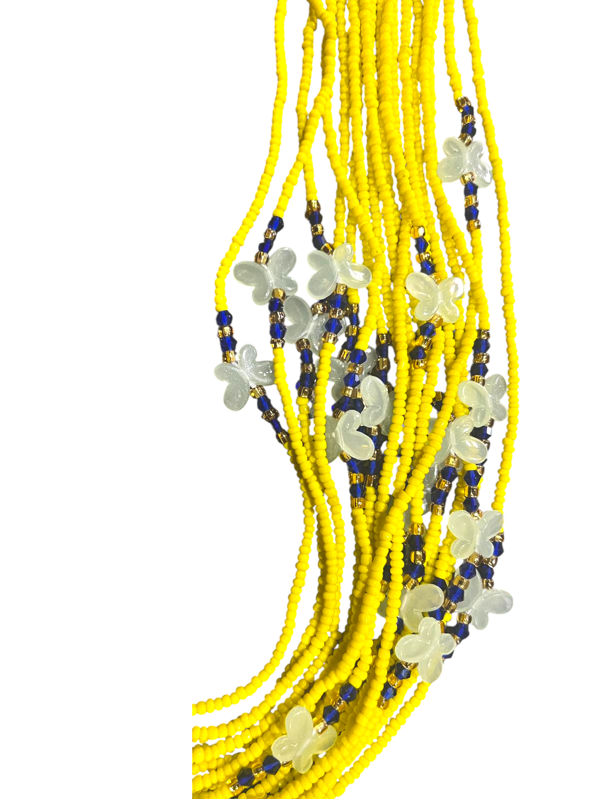 Waist Beads / African Belly Chains | Yellow_Blue_Glow-in-the-dark_Butterfly_4mm