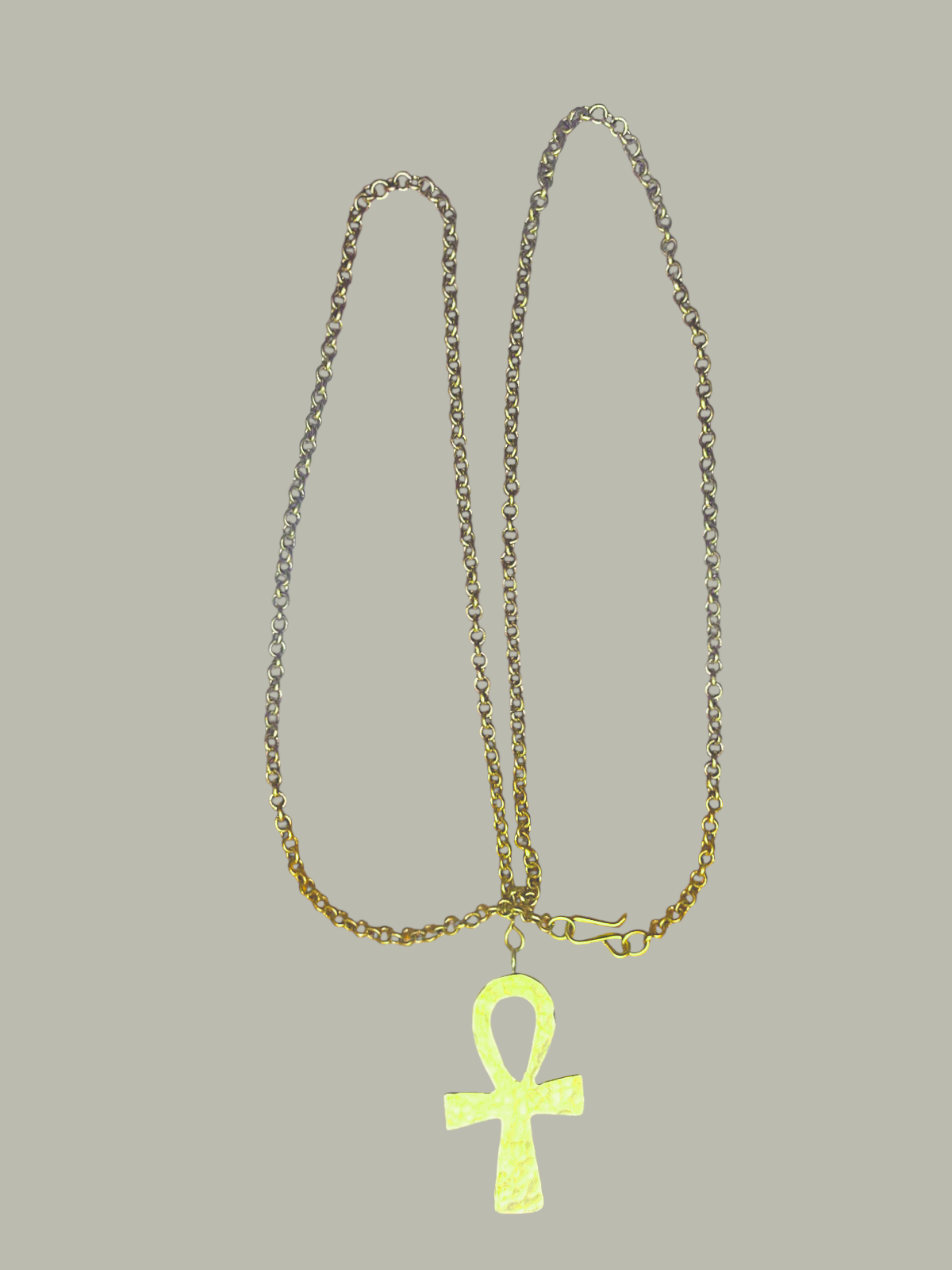 Brass Chain Ankh Necklace