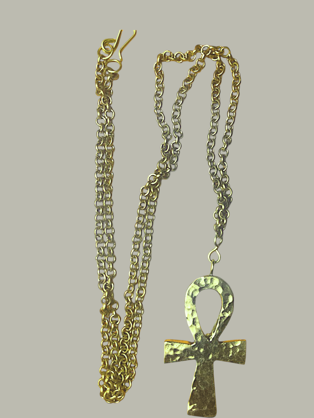 Brass Chain Ankh Necklace
