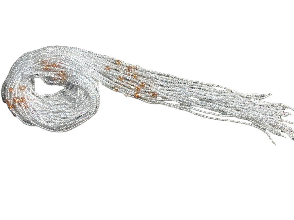 Waist Beads / African Belly Chains | Crystal_clear_GoldenHearts-6mm